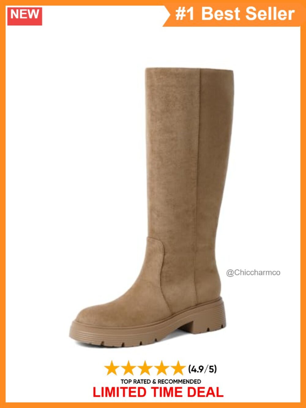 Modatope Women's Knee High Boots Chunky Block Heel Braided Strap